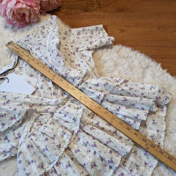 Selected FEMME Susy Ruffled floral blouse top 34 xs - Picture 13 of 16